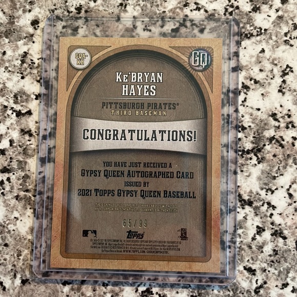 Topps gypsy queen 2021 KE’BRYAN HAYES rookie autograph card #65/99 - Picture 2 of 4